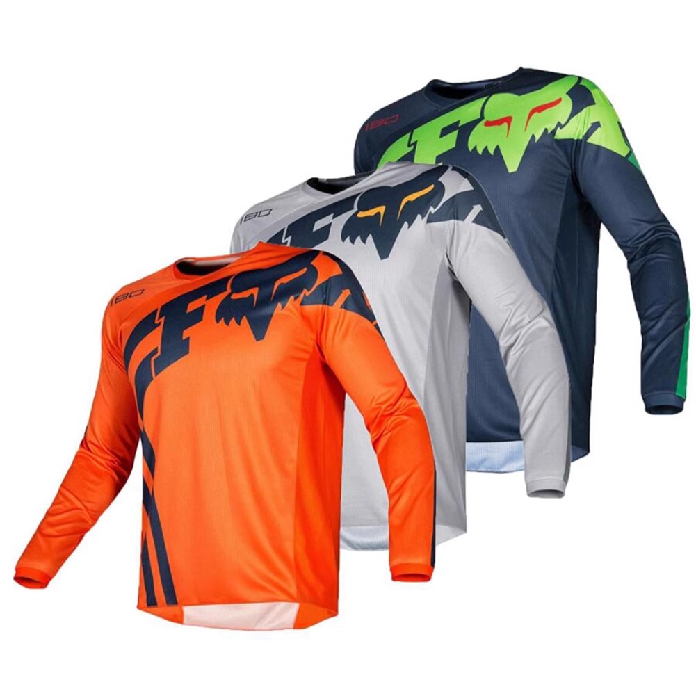 定制FOX速降服夏季山地车越野摩托赛车自行车骑行服长袖上衣T恤男