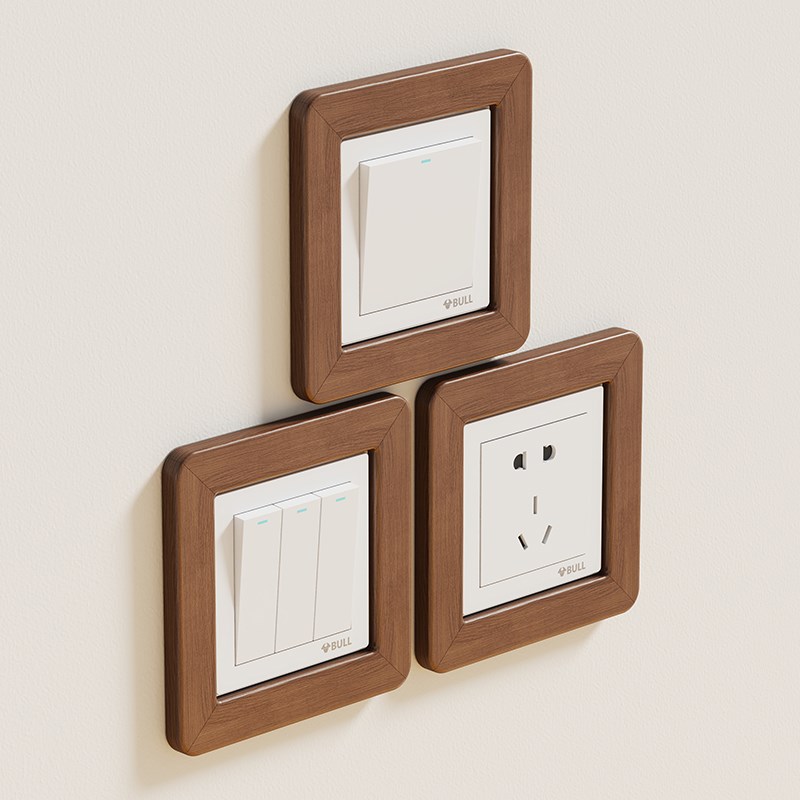 实木开关装饰套开关贴墙贴保护套客厅装饰框创意T插座面板遮挡框