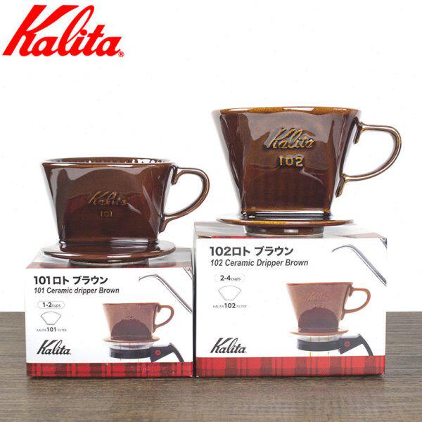 包邮 日本Kalita 经典三孔手冲咖啡陶瓷扇形滤杯101/102号 送粉勺