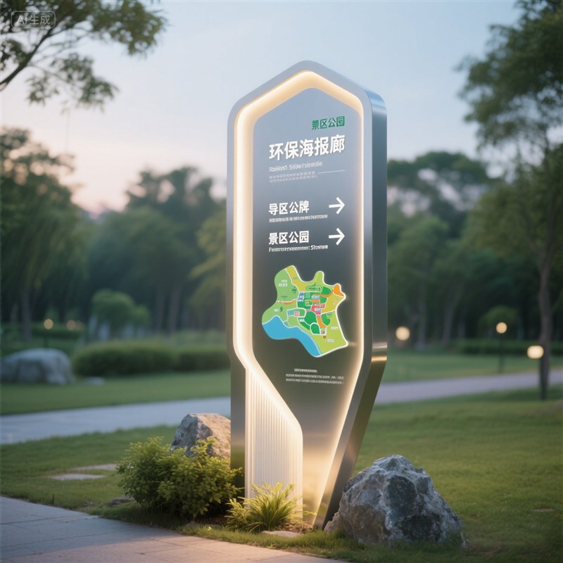 户外立式导向牌商场金q属精神堡垒导视牌公园景区停车场指示牌定