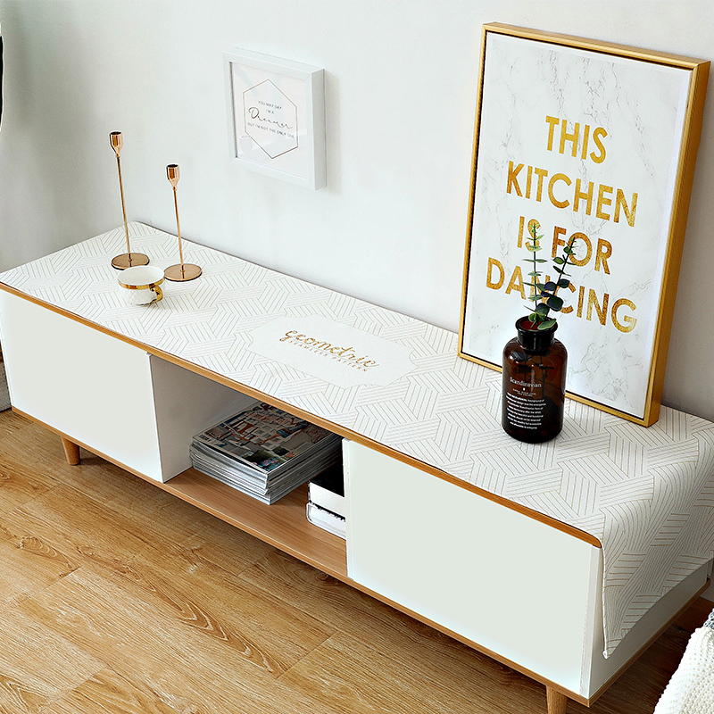 防水电视柜桌布北欧棉麻布艺茶几防尘F电视柜盖布客厅长桌旗长方