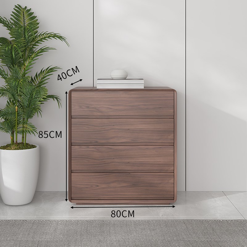 客厅二斗柜e三斗柜北欧胡桃木木皮电视柜边柜边几实木现代简约客
