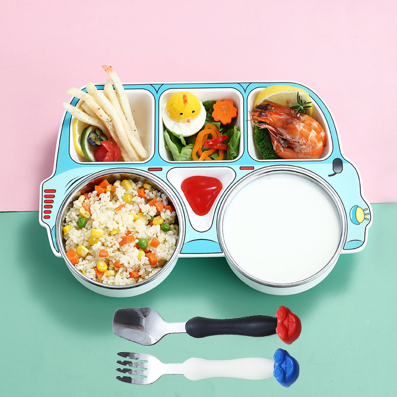 儿童餐盘不锈钢男孩女孩宝宝分格盘防摔碗分隔饭盘幼儿园餐具套装,婴童用品,儿童餐具,淘宝优惠券,粉丝福利购,淘宝优惠卷