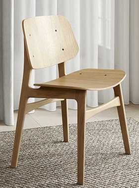 北欧创意椅设计师实木餐椅家用简约轻奢黑色餐厅椅榫卯靠背咖啡椅