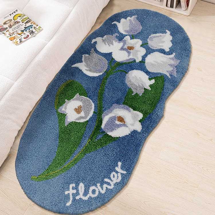 簇绒地毯简约铃兰花植绒飘窗垫四季柔软卧室床边毯客厅吸水防滑垫