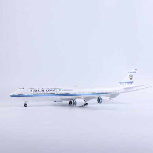 带灯科威特航空747-8仿真民航客机飞机模型摆件Kuwait Airways