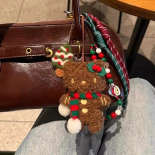 现货中古姜饼人kitty包挂件黑皮kt猫圣诞毛绒绒玩偶女送生日礼物