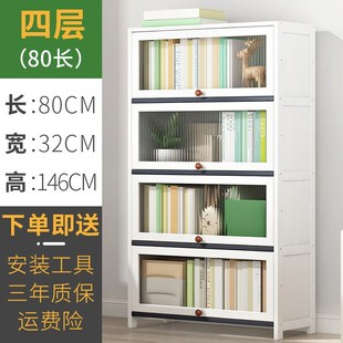 儿童书柜带玻璃门客厅一体展示柜储物柜家L用整墙轻奢自由组合书