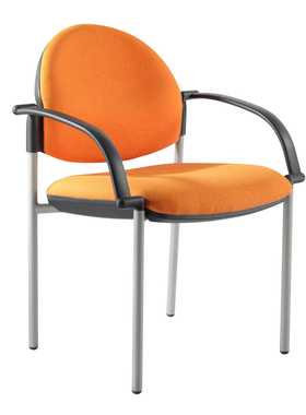 橙色毛麻会议洽谈椅背部底部塑壳加粗椅腿棋牌椅子可摞叠加椅盟