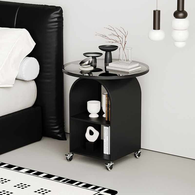 极简黑色床头柜家用可移动中古侘寂风圆形玻璃小户型床边收纳柜子,鲜花速递/花卉仿真/绿植园艺,其它园艺用品,淘宝优惠券,粉丝福利购,淘宝优惠卷