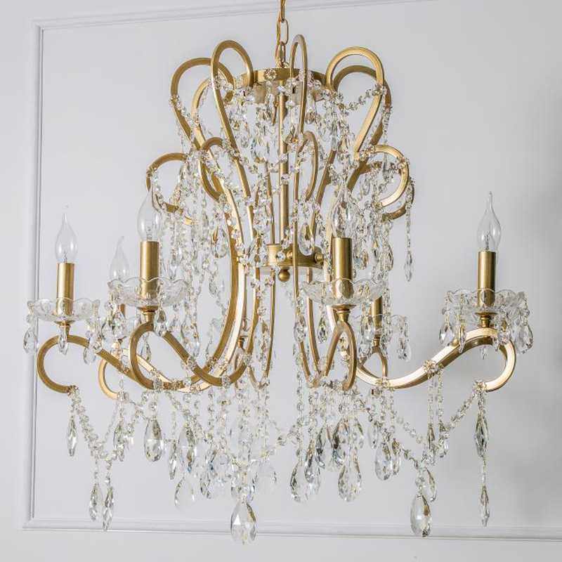 美式乡村吊灯客厅餐厅灯卧室灯具北欧复古白色公主房法式水晶灯饰