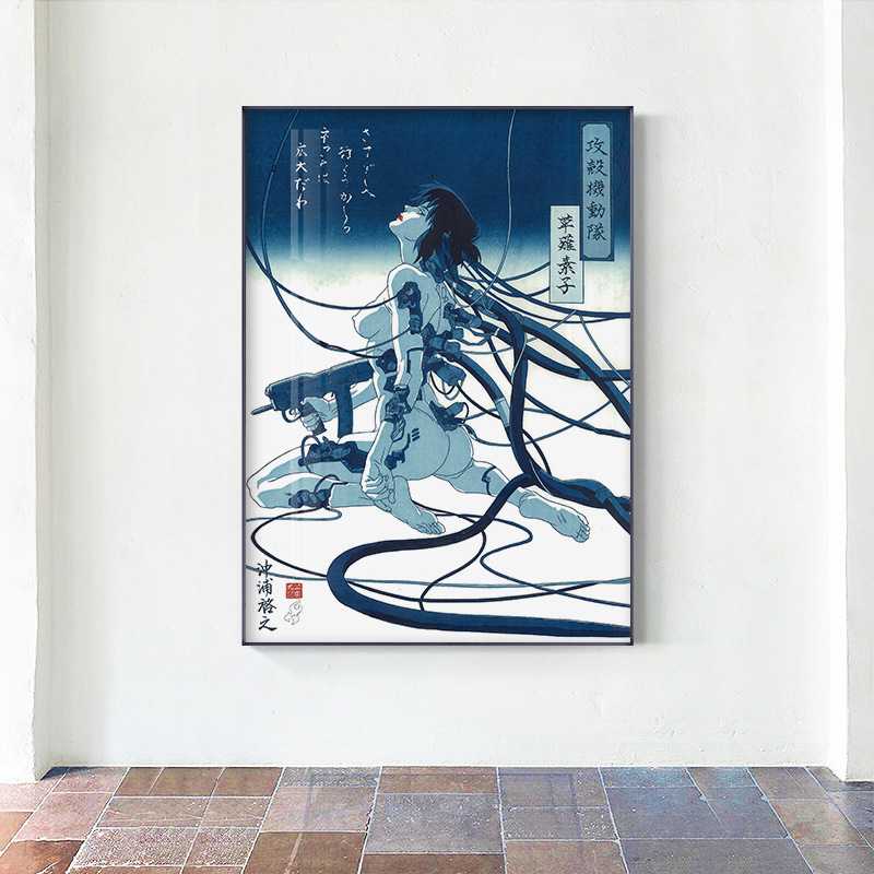 日式浮世绘攻壳机动队版画草薙素子动漫人物挂画赛博朋克装饰画