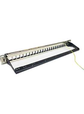 1U24口FTP屏蔽空口配线架Cat5e网络机架式cat6模块化空架