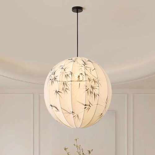 新中式布艺卧室吊灯日式中古风禅意复古餐厅民宿茶室灯仿古灯笼