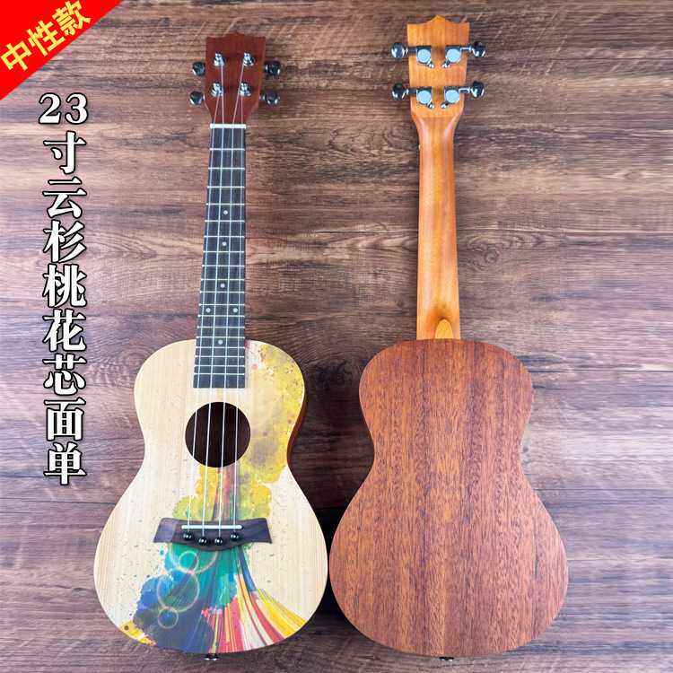 无标尤克里里23寸云杉桃花芯面单四弦吉他UKULELE