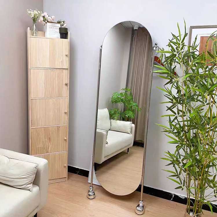 全身穿衣镜落地靠墙客厅卧室极简收纳意式轻奢欧式不锈钢试衣镜in