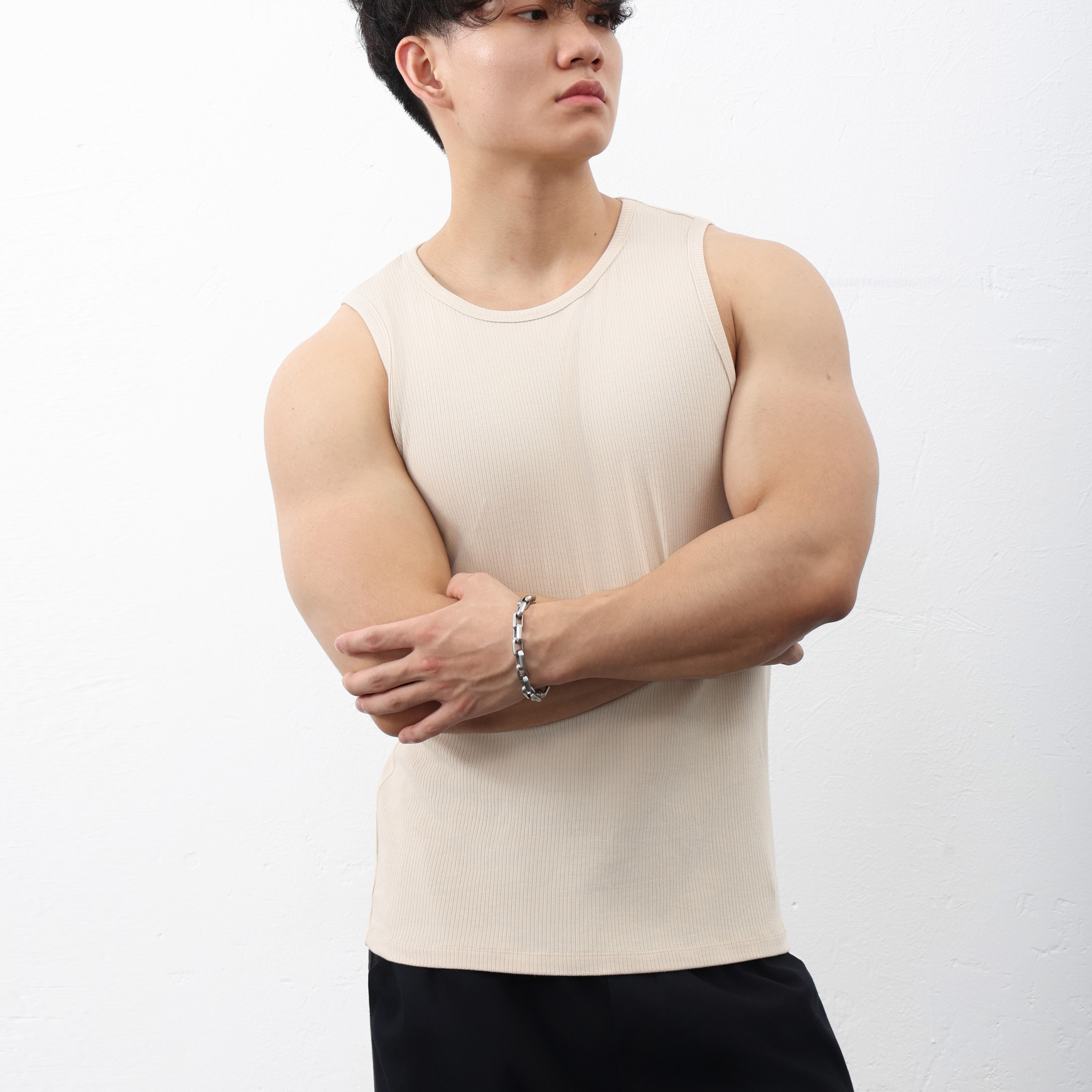 WEIDUGX夏季男款休闲运动修身打底跑步训练健身背心吸汗罗纹高弹