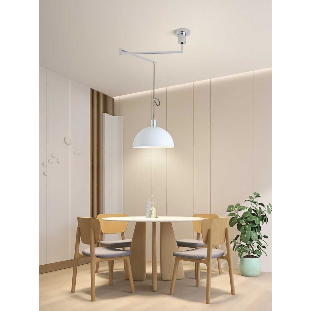 餐厅吊灯可移位伸缩长杆中古包豪斯厨房餐桌灯设计师卧室书房灯具