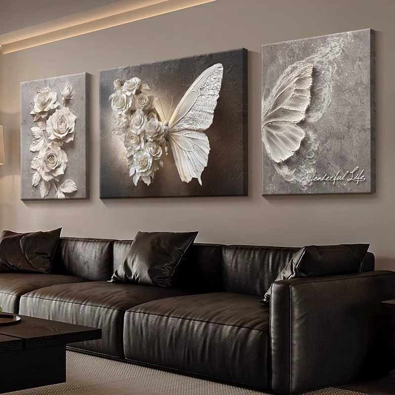 高级感黑白蝴蝶客厅装饰画抽象2025新款三联画壁画沙发背景墙挂画,玩具/童车/益智/积木/模型,垂直悬浮玩具,淘宝优惠券,粉丝福利购,淘宝优惠卷