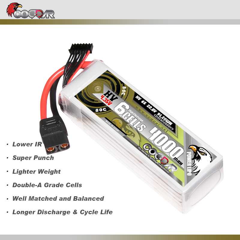 CODDAR鹰氪4000MAH 6S 22.8V 80C航模7寸X8固定翼 涵道直升机LIHV
