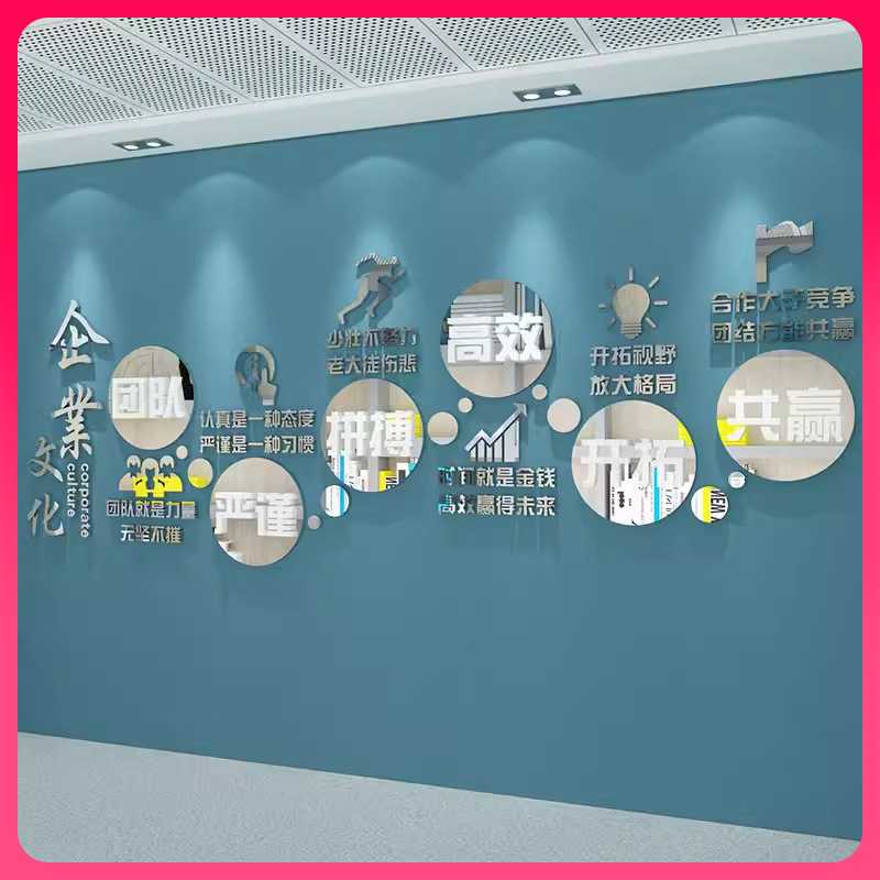 ?企业文化墙会议办公室墙面氛围布置装饰贴画励志标语进门形