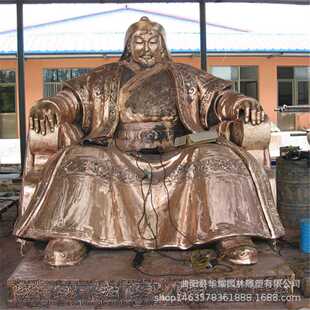 铸铜成吉思汗雕塑户外古代蒙古历史人物可汗铁木真铜像摆件
