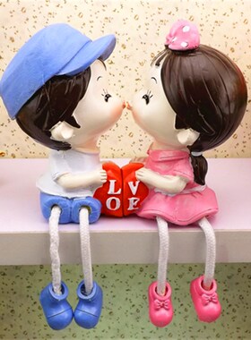 房间书柜置物架装饰品儿童房酒柜家装摆设创意吊脚娃娃家居小摆件