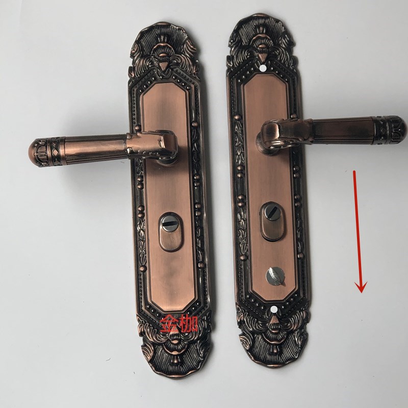 防盗门把手老式j锁具红古铜大门执手内锁入户门锁加厚铝合金门拉