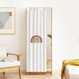 镜子遮挡帘免打孔滑轨式卧室梳妆台防尘盖布落地镜帘子洗手台镜帘