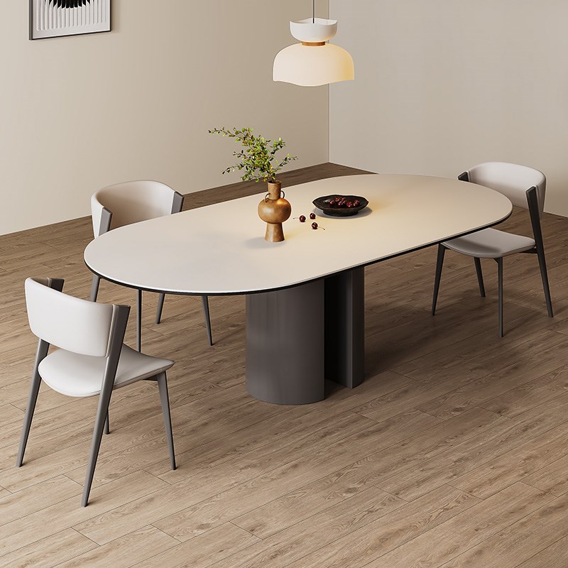 艾点意式a极简岩板餐桌椅组合椭圆形家用小户型轻奢现代简约吃饭