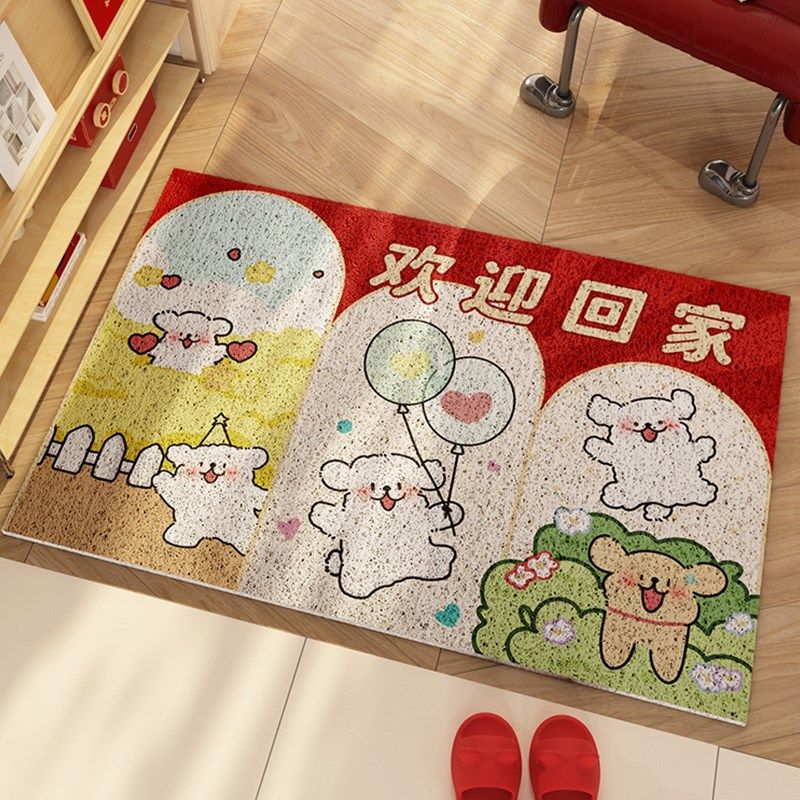 欢迎回家地垫入户门垫门外蹭脚垫丝圈线条小狗室外玄关红地毯新年,居家布艺,入户地垫,淘宝优惠券,粉丝福利购,淘宝优惠卷