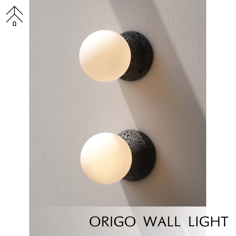 Origo极简水磨石诧寂风客厅背景墙过道玄关北Q欧圆球卧室床头壁灯