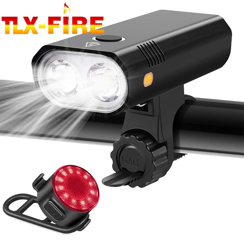 铝合金前灯c可充电800流明铝合金自行车前灯简易安装双灯T6车灯