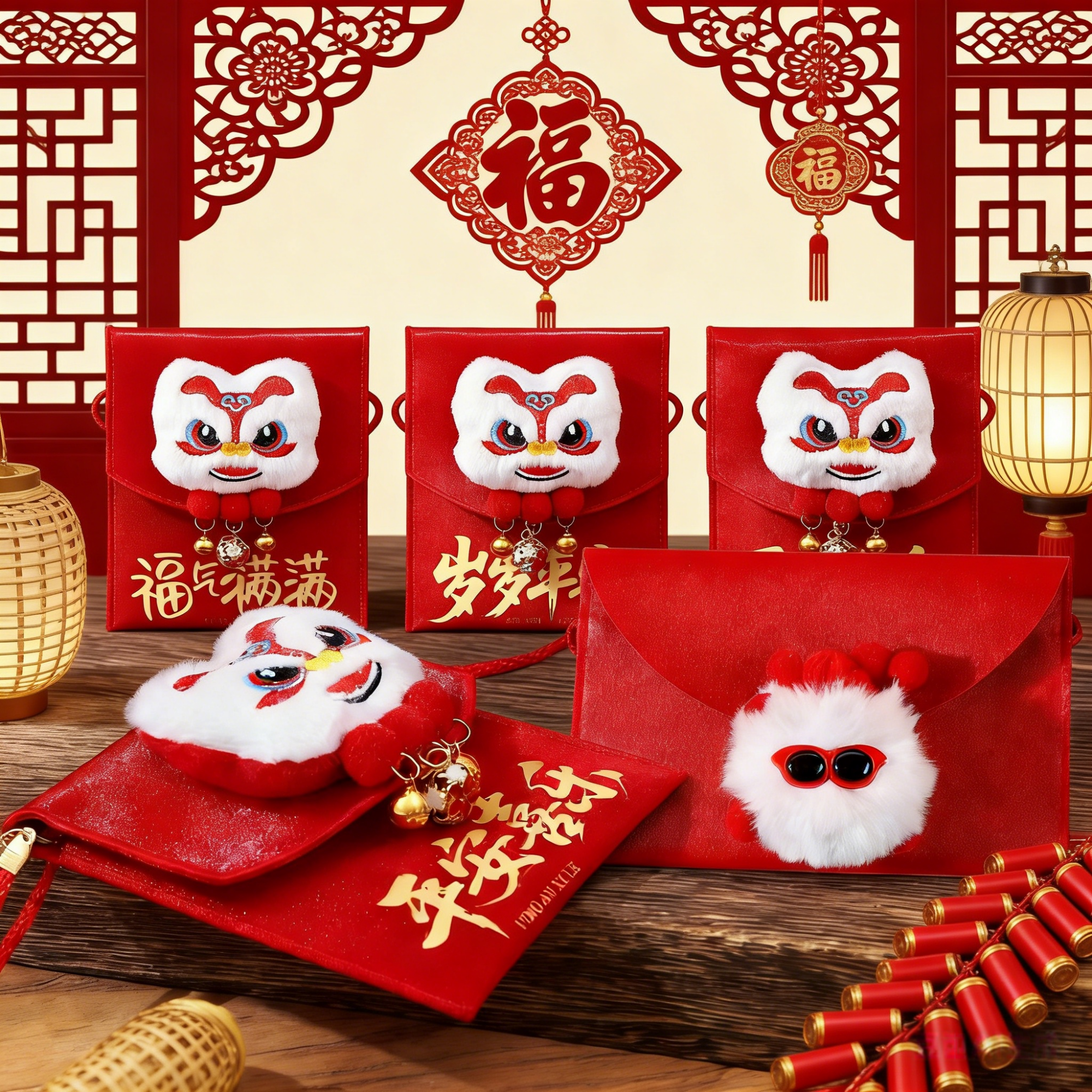 马年捏捏叫布艺红包 2026新款醒狮 春节儿童挂脖压岁小挎包利是封,节庆用品/礼品,红包/利是封,淘宝优惠券,粉丝福利购,淘宝优惠卷