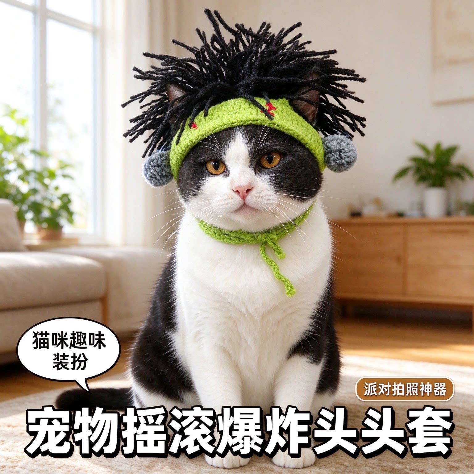 猫狗摇滚朋克搞笑拍照头套