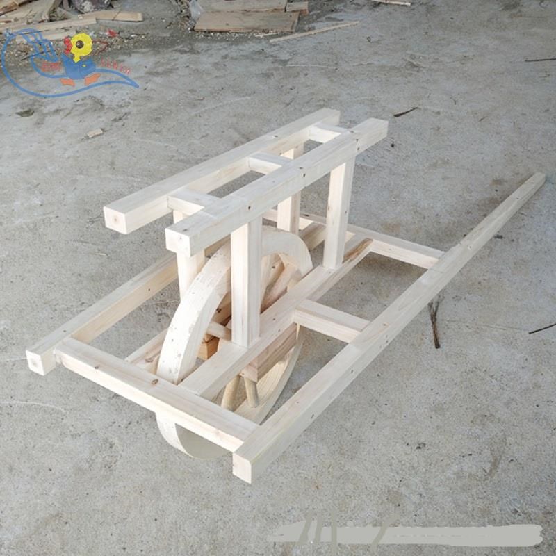 老式木制单轮车亲子活动单轮小A推车演出道具农村农具团建手推车