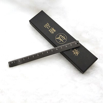 钛合金直尺双面刻度尺子便携多用途14CM钢尺学习金属测量英寸短尺