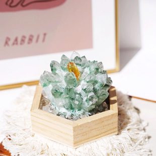 绿幽灵水晶 摆件水晶柱消磁晶簇黄水晶球原石客厅办公市桌面 装饰