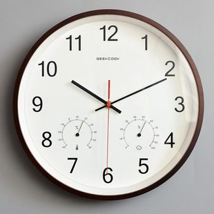 现代简约客厅挂钟超静音温湿度挂墙创意壁挂时尚家用时钟圆形钟表