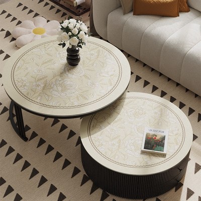 法式奶油风圆桌垫防o水防油家用皮革茶几垫圆形防水桌布台面保护