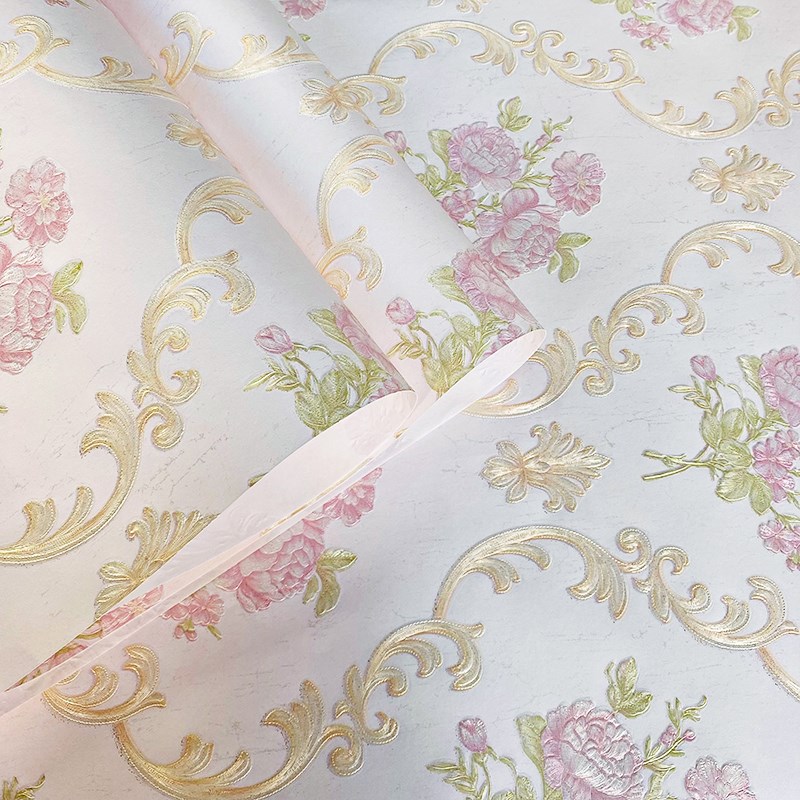 欧式田园精压花纹墙o纸卧室客厅餐厅酒店电视背景墙家用装饰壁纸
