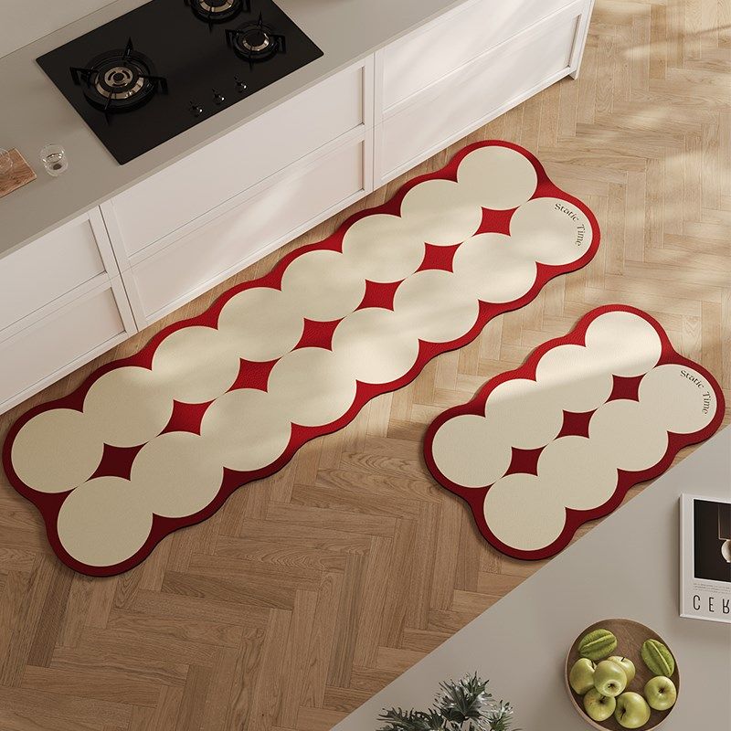 红色喜庆厨房地垫吸水吸油软硅藻泥脚垫子皮革新年结婚卫生间门垫,居家布艺,厨房地垫,淘宝优惠券,粉丝福利购,淘宝优惠卷
