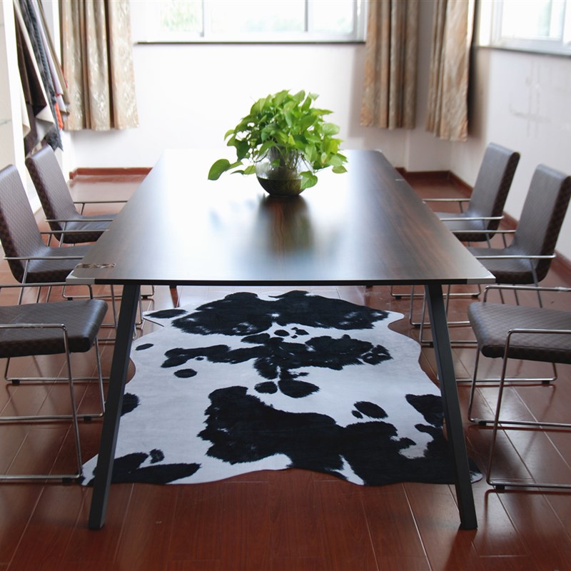 牛皮地毯 欧式j动物纹奶牛客厅卧室茶几黑白时尚创意毛绒地垫简约