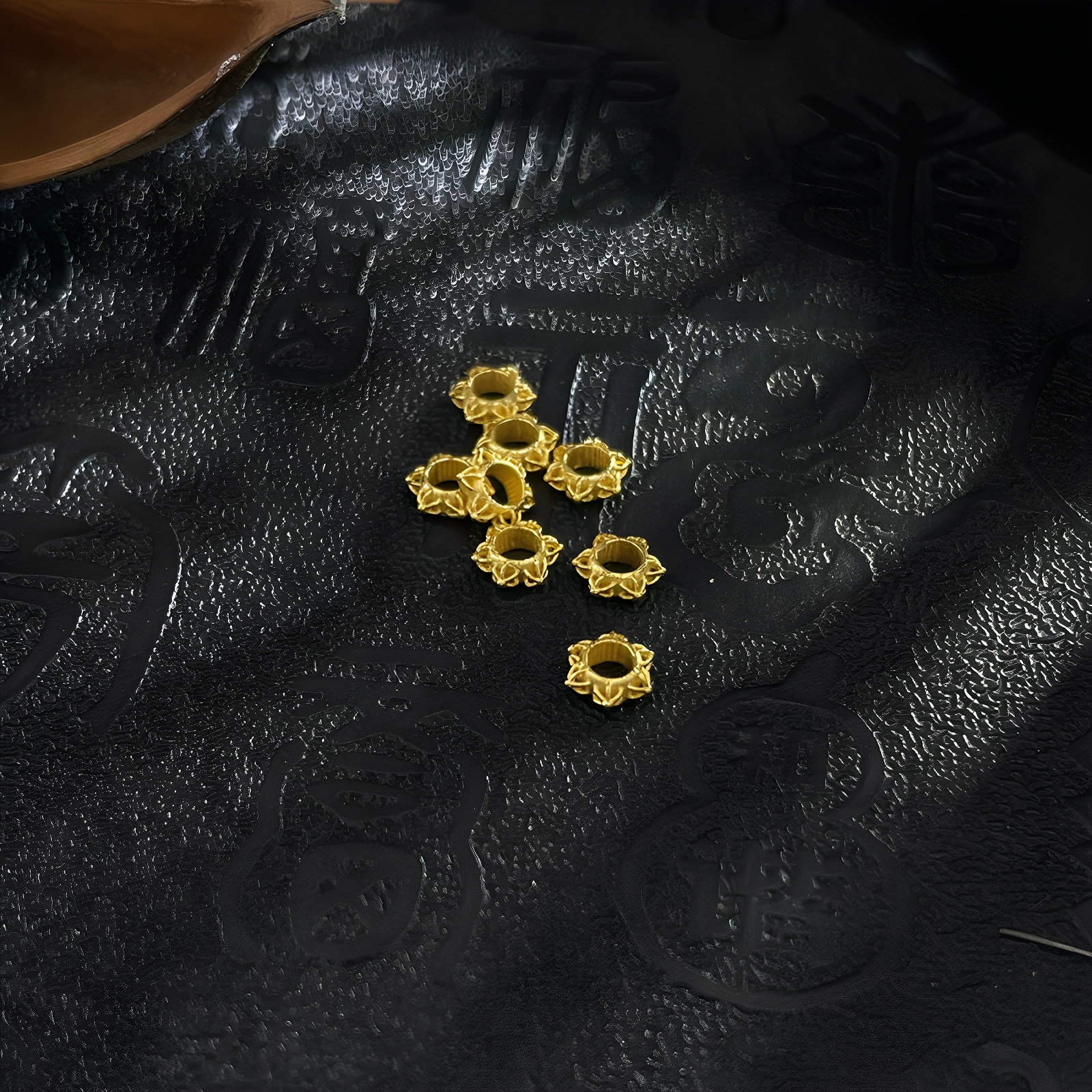 珍锦缘足金999古法空心六出花隔片手串配件Diy手串配件