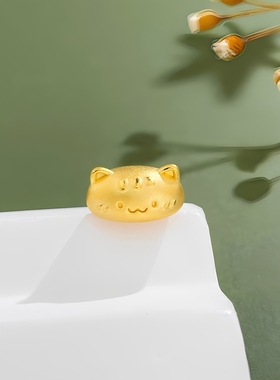珍锦缘足金999硬金3D空心纯金法棍猫招财黄金路路通手串配件Diy