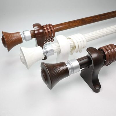 实木加厚罗马杆窗帘杆黑色简约单双杆顶装打孔轨道杆子窗帘轨道