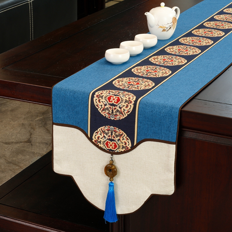 新中式桌旗禅意茶台茶席布艺长条茶桌垫布茶旗中国V风电视柜盖布