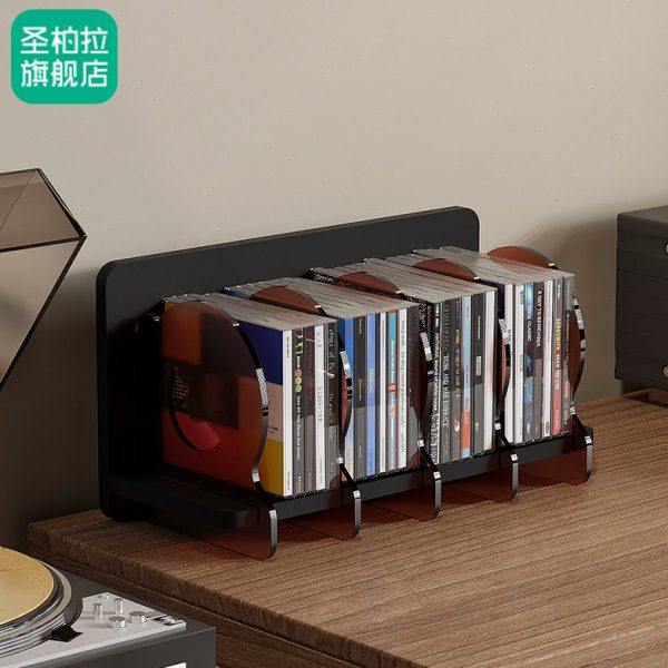 桌面书架立式飘窗台多功能光碟CD架桌上置物架木质光碟唱片收藏架