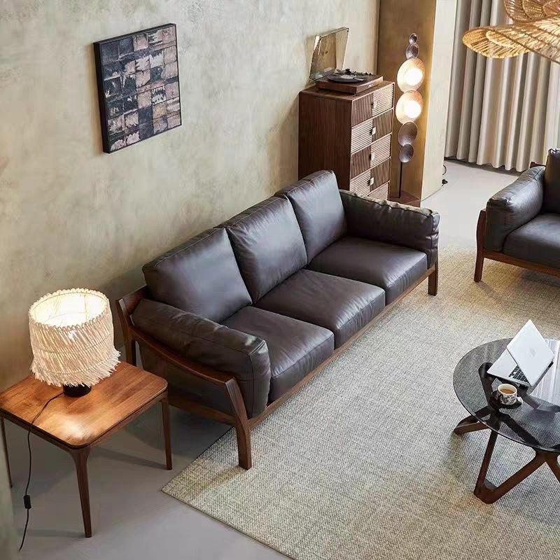 新中式禅意黑胡桃白蜡木沙发茶几组合家用客O厅酒店民宿办公室家