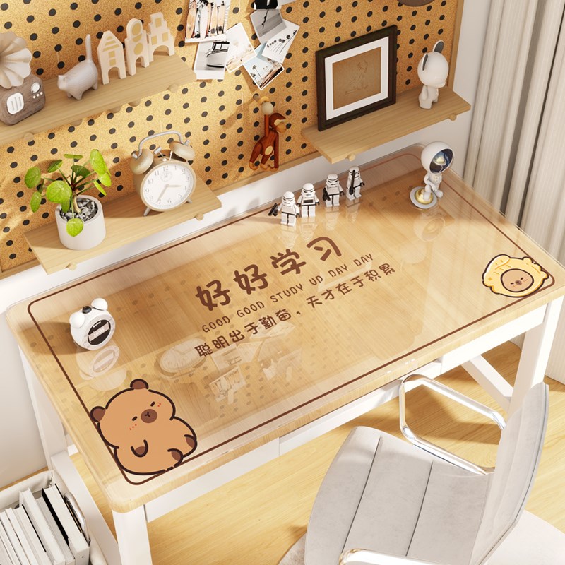 学生书桌垫透明软玻璃卡皮巴拉餐桌E布防水防油耐高温桌面保护垫